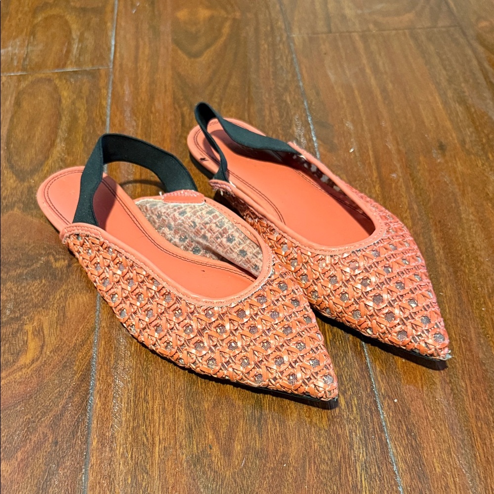 ASOS Orange Woven Slingback Flats
